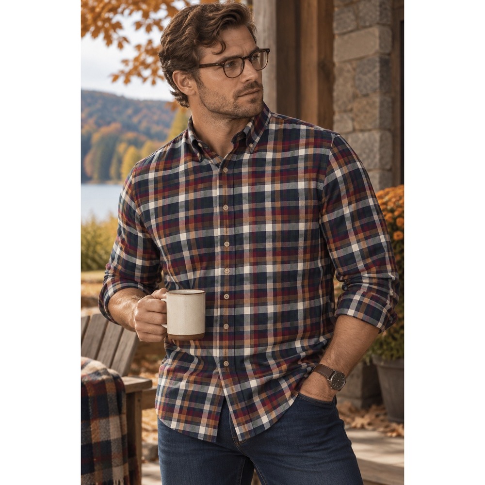 Cabelas Outfitter Series Mens 4XL Tall Plaid Button Down Shirt Cotton